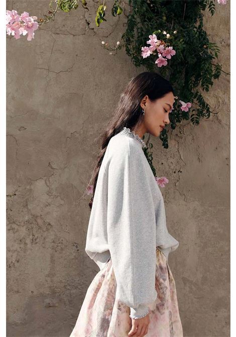 Felpa Des Petits Hauts Yaelle oversize in cotone grigio chiné Des Petits Hauts | Felpe | 1E260255GRIS CHINE